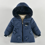 Load image into Gallery viewer, Kids Flower Jacket Fur Coat Hood Zipper Clothes [2-4Y]