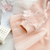 Load image into Gallery viewer, Pink Cotton Dress with Lace Flowers for Girls [4 - 7Y]