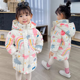 Load image into Gallery viewer, Girls Rainbow Hooded Parka Coat 