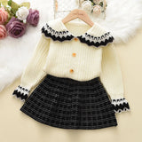 Load image into Gallery viewer, Sweater and Striped Skirt Set