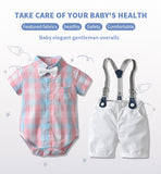 Load image into Gallery viewer, Little Gentleman&#39;s Complete Suit Romper with Belt and Suspenders Set (2 pcs) [0M-3Y]