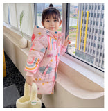 Load image into Gallery viewer, Girls Rainbow Hooded Parka Coat 